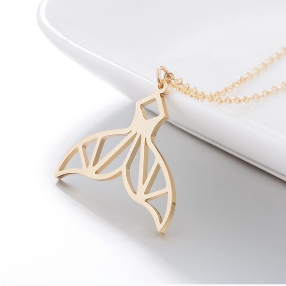 Gold Origami Mermaid Tail Necklace